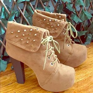 Delicacy Brown Velvet Lace Up Platform Boots 8.5